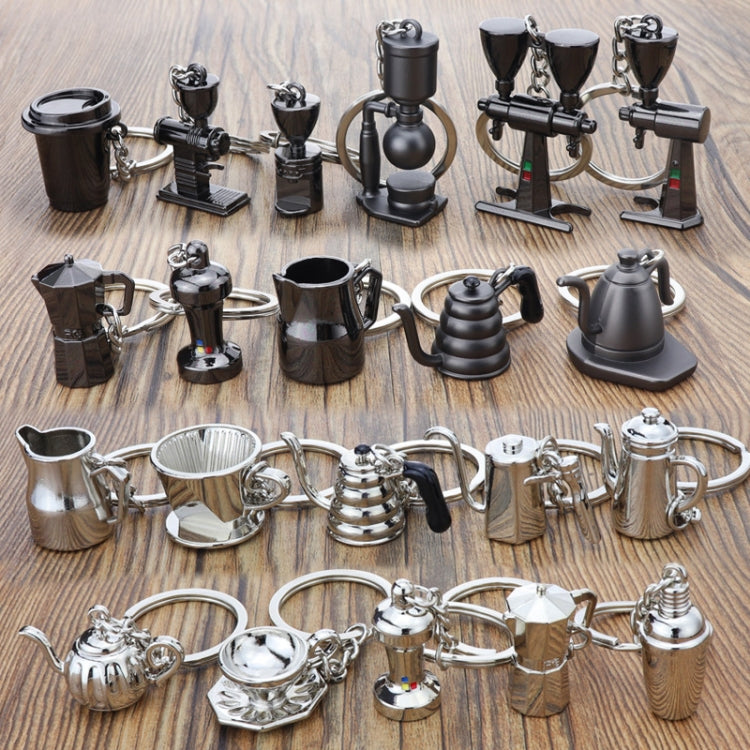 Mini Metal Keychain Coffee Utensils Decorative Pendant, Style: Spoon Silver