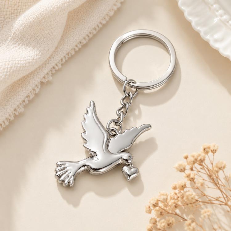 Metal Peace Dove Keychain Decorative Pendant, Model: X-1498