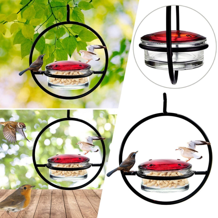 Outdoor Courtyard Garden Hanging Metal Bird Feeder, Color: Black