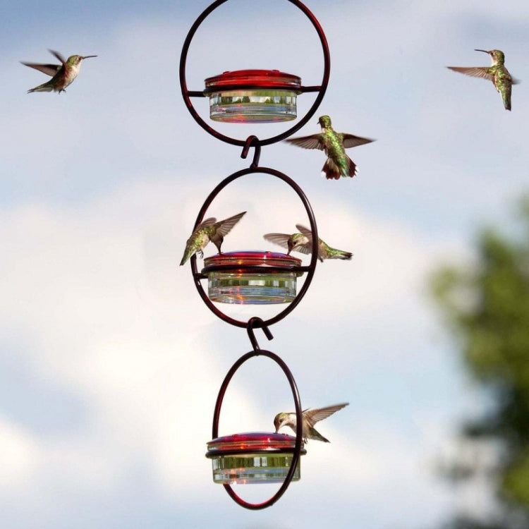 Outdoor Courtyard Garden Hanging Metal Bird Feeder, Color: Black