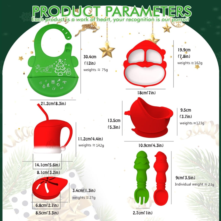 7-in-1 Silicone Children Tableware Set Christmas Gift