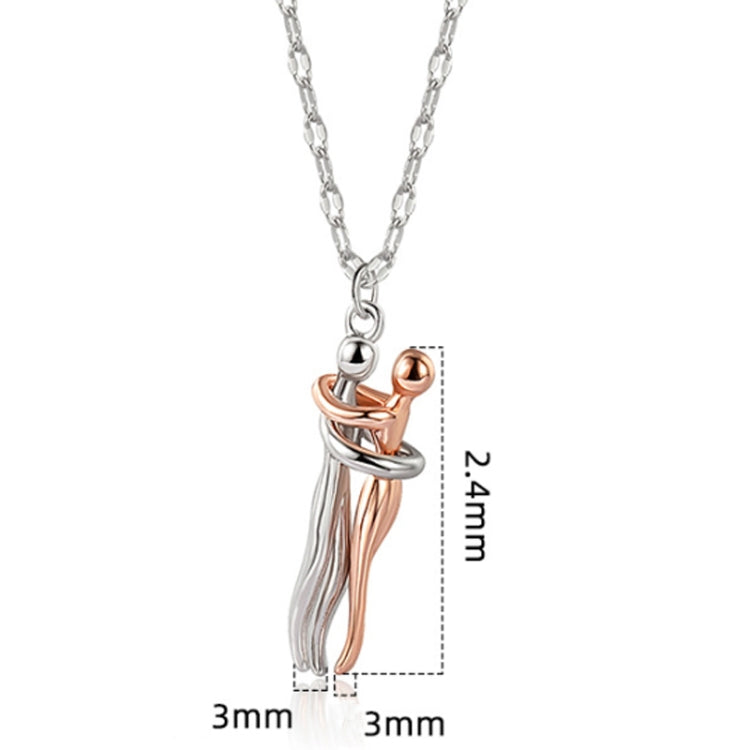Geometric Couple Embrace Pendant Necklace Accessories - White Gold