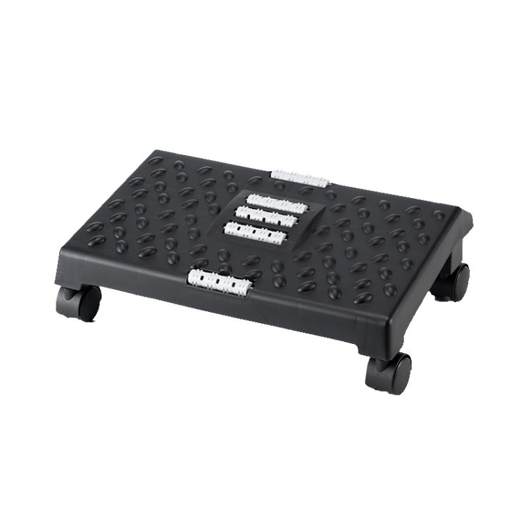 Massage Footrest Foot Rest for Under Desk with 360 Degree Swivel Casters - Black