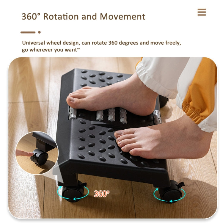 Massage Footrest Foot Rest for Under Desk with 360 Degree Swivel Casters - Black