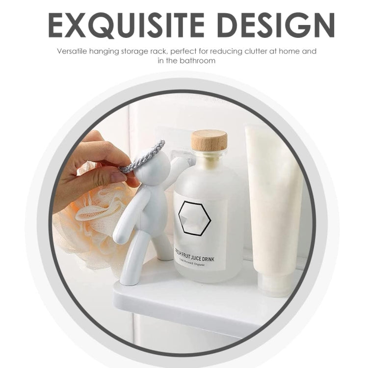 2pcs Small Person Shape Simple Wall Mounted Suction Cup Shelf Bathroom Cosmetic Storage