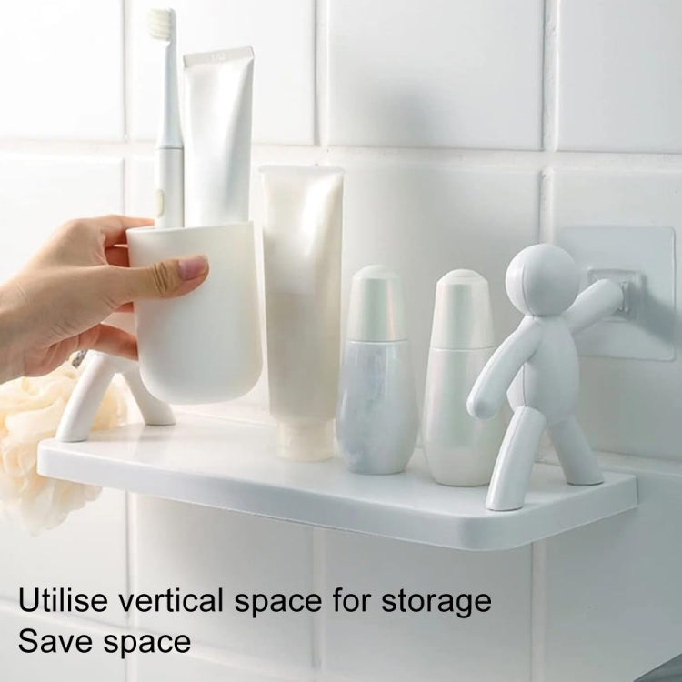 2pcs Small Person Shape Simple Wall Mounted Suction Cup Shelf Bathroom Cosmetic Storage