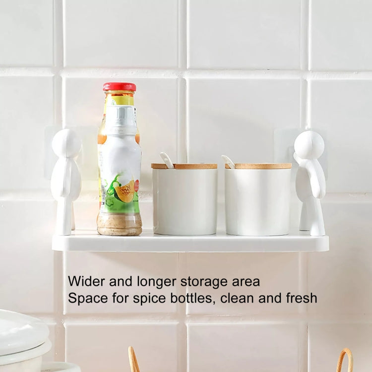 2pcs Small Person Shape Simple Wall Mounted Suction Cup Shelf Bathroom Cosmetic Storage