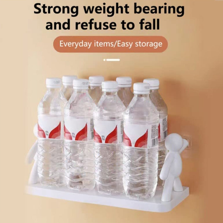 2pcs Small Person Shape Simple Wall Mounted Suction Cup Shelf Bathroom Cosmetic Storage