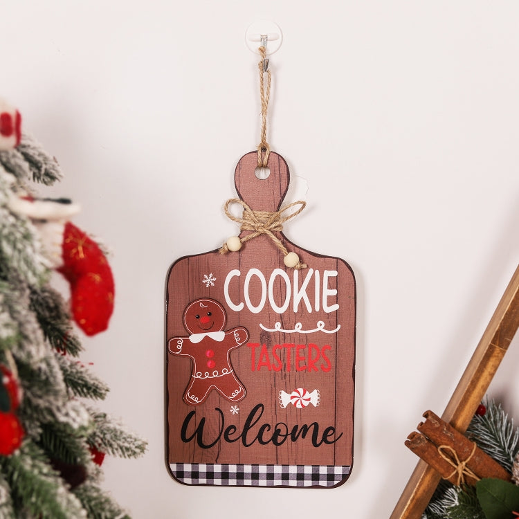 Christmas Gingerbread Man Decoration Wooden Sign Ornaments Store Welcome Pendant