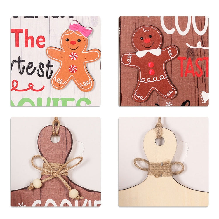Christmas Gingerbread Man Decoration Wooden Sign Ornaments Store Welcome Pendant