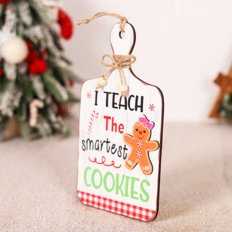Christmas Gingerbread Man Decoration Wooden Sign Ornaments Store Welcome Pendant