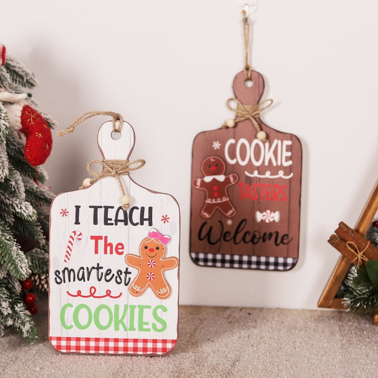 Christmas Gingerbread Man Decoration Wooden Sign Ornaments Store Welcome Pendant