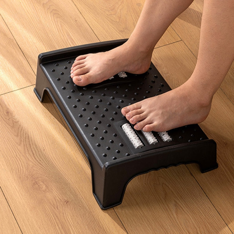 Double-row Roller Massage Foot Pedal Footrest Under the Table - Black