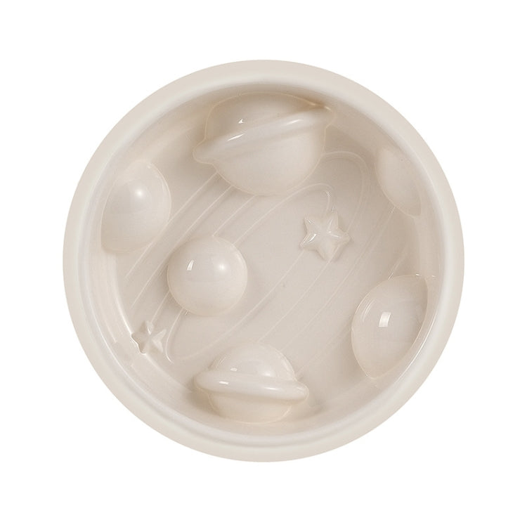 Planet Shape Pets Anti-Choking Slow Eating Bowl Cats And Dogs Spill Resistant Food Holder - White