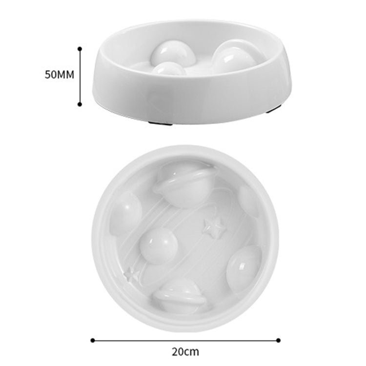 Planet Shape Pets Anti-Choking Slow Eating Bowl Cats And Dogs Spill Resistant Food Holder - White