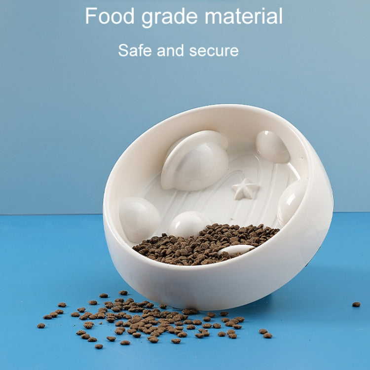Planet Shape Pets Anti-Choking Slow Eating Bowl Cats And Dogs Spill Resistant Food Holder - White