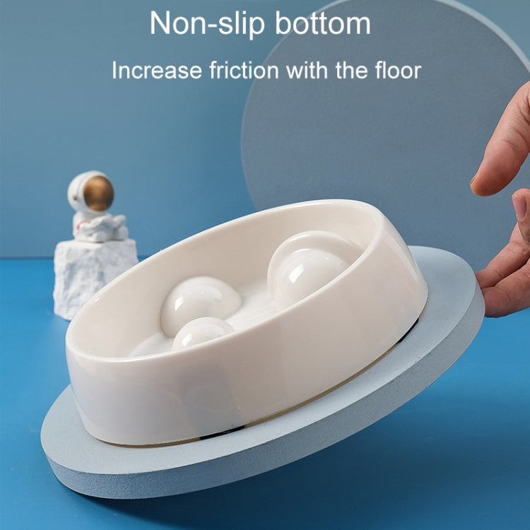 Planet Shape Pets Anti-Choking Slow Eating Bowl Cats And Dogs Spill Resistant Food Holder - White