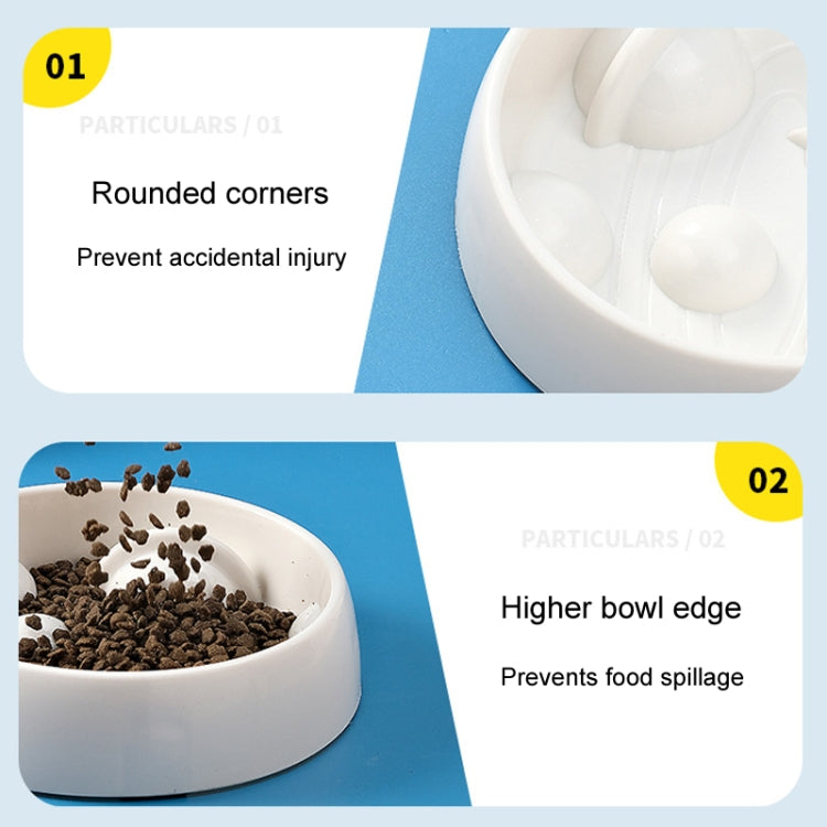 Planet Shape Pets Anti-Choking Slow Eating Bowl Cats And Dogs Spill Resistant Food Holder - White