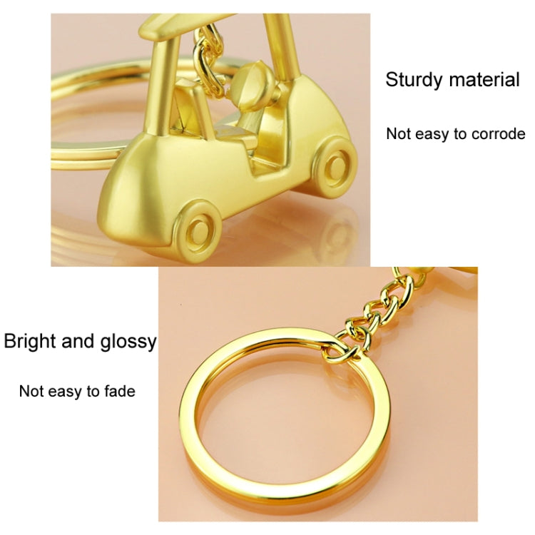Three- Dimensional Simulation Golf Ball Car Keychain Decorative Pendant, Color: Silver