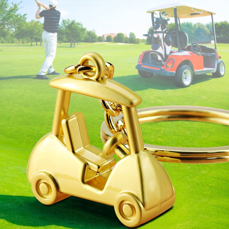 Three- Dimensional Simulation Golf Ball Car Keychain Decorative Pendant, Color: Silver