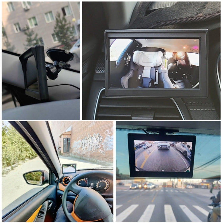 5 Inch Carplay Portable Surveillance Video Car Display, Specification: Folding Screen + White Two-way Camera Side-mounted