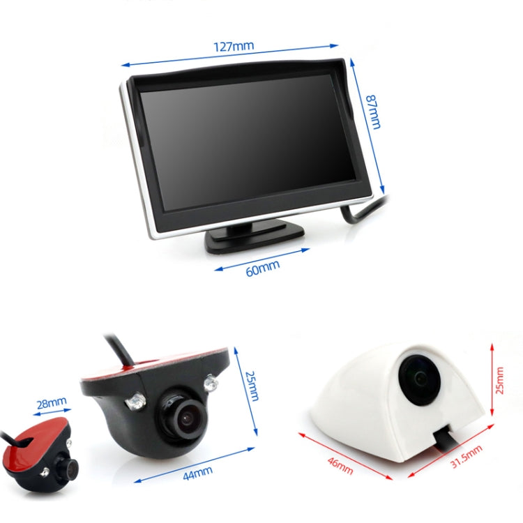 5 Inch Carplay Portable Surveillance Video Car Display, Specification: Folding Screen + White Two-way Camera Side-mounted