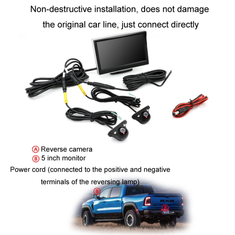 5 Inch Carplay Portable Surveillance Video Car Display, Specification: Folding Screen + White Two-way Camera Side-mounted