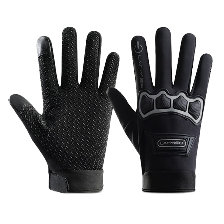 LANYIER Fall Winter Motorcycle Outdoor Riding Gloves Men Velvet Warm Non-slip Touch Screen Windproof Gloves, Size: Average