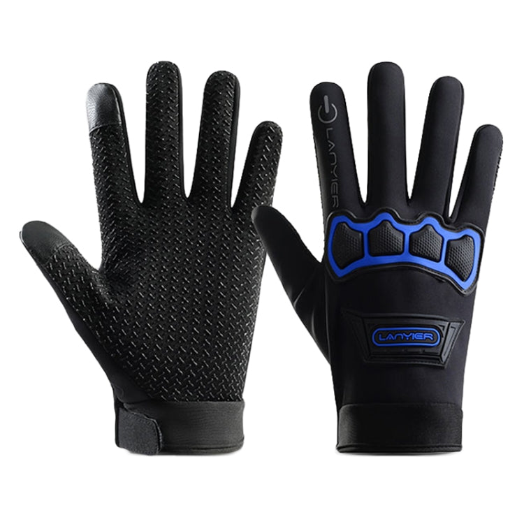 LANYIER Fall Winter Motorcycle Outdoor Riding Gloves Men Velvet Warm Non-slip Touch Screen Windproof Gloves, Size: Average