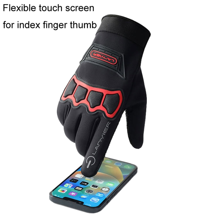 LANYIER Fall Winter Motorcycle Outdoor Riding Gloves Men Velvet Warm Non-slip Touch Screen Windproof Gloves, Size: Average
