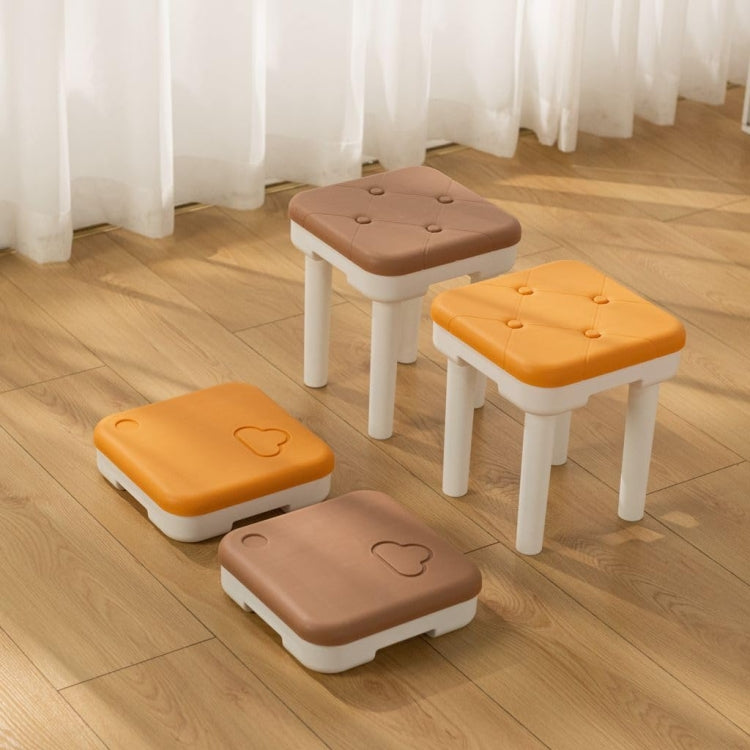 Detachable Children Small Stool Non-slip Low Chair Shoe Changing Stool, Color: Imitation Leather Yellow