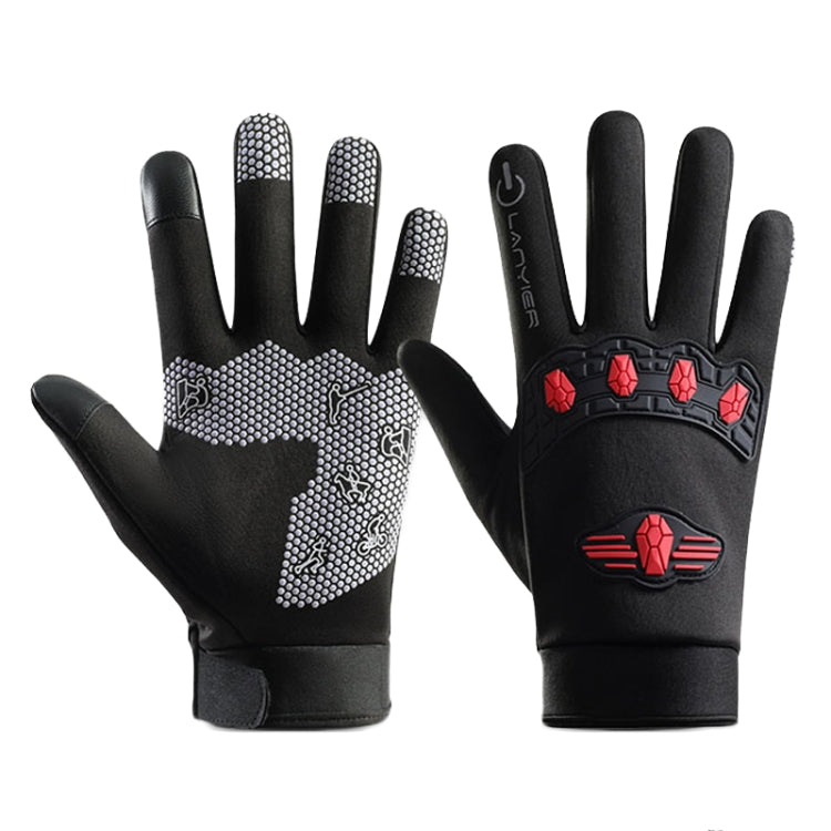 LANYIER Fall Winter Men Outdoor Motorcycle Gloves Riding Warm Windproof Anti-Slip Waterproof Touch Screen Gloves, Size: Average