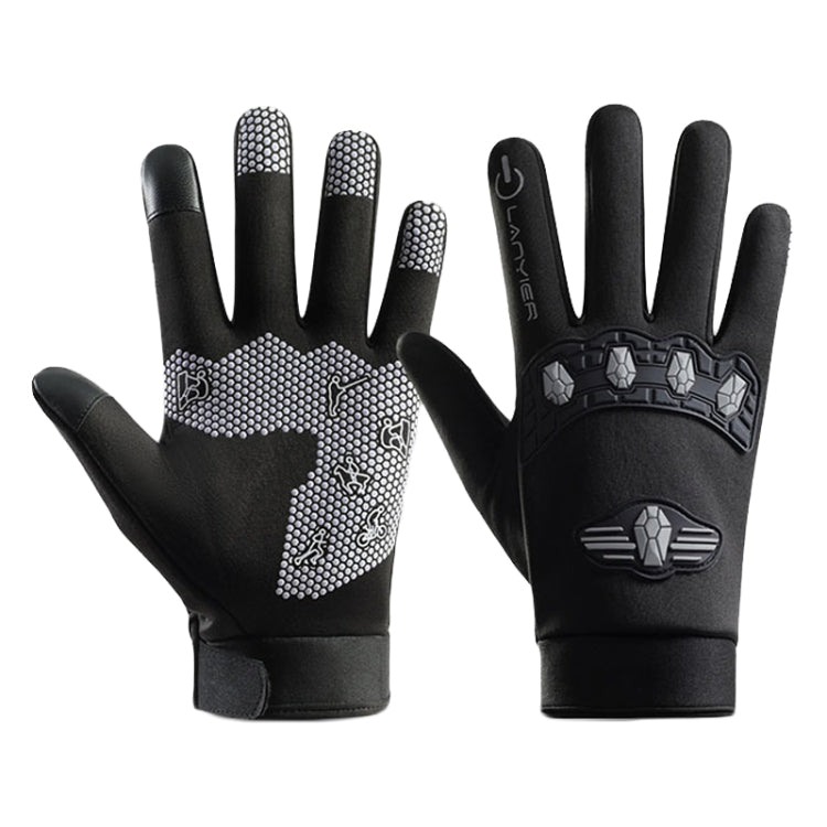 LANYIER Fall Winter Men Outdoor Motorcycle Gloves Riding Warm Windproof Anti-Slip Waterproof Touch Screen Gloves, Size: Average