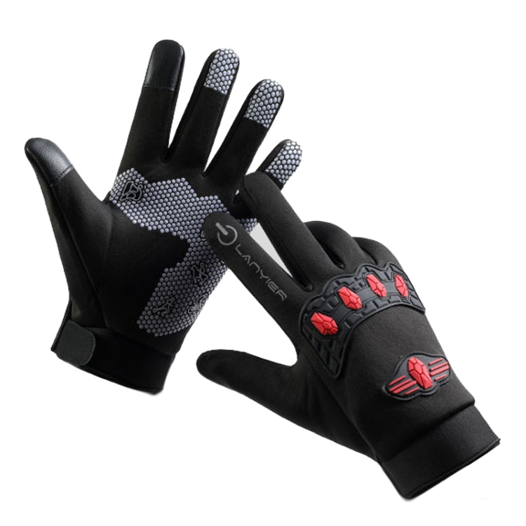 LANYIER Fall Winter Men Outdoor Motorcycle Gloves Riding Warm Windproof Anti-Slip Waterproof Touch Screen Gloves, Size: Average