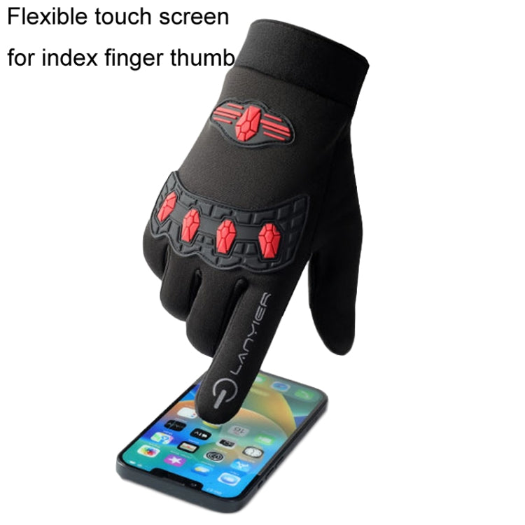 LANYIER Fall Winter Men Outdoor Motorcycle Gloves Riding Warm Windproof Anti-Slip Waterproof Touch Screen Gloves, Size: Average