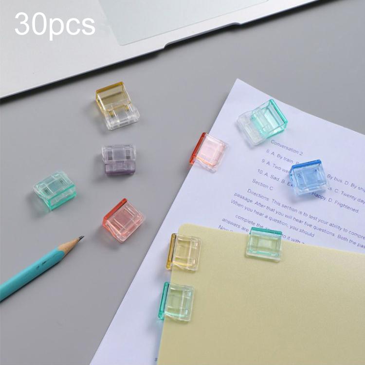 30pcs Anti-Roll Retainer Push-Pull Clip A4 Paper Loose-leaf Clip - Random Color