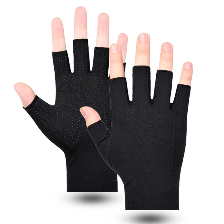 Outdoor Bicycle Riding Fishing Gloves Thin Breathable Anti-UV Sports Ice Silk Gloves, Style: Men Half Finger Black