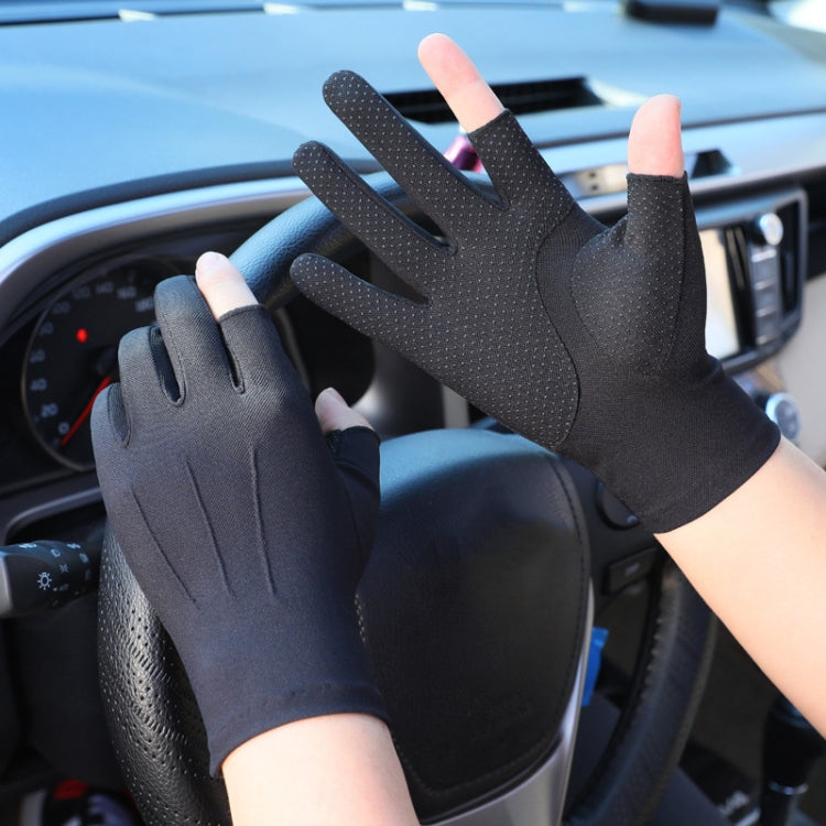 Outdoor Bicycle Riding Fishing Gloves Thin Breathable Anti-UV Sports Ice Silk Gloves, Style: Men Full Finger Gray