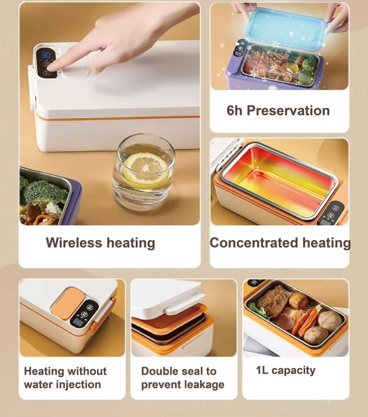 1000ml Wireless Heating Lunch Box USB Rechargeable Bento Box English Version
