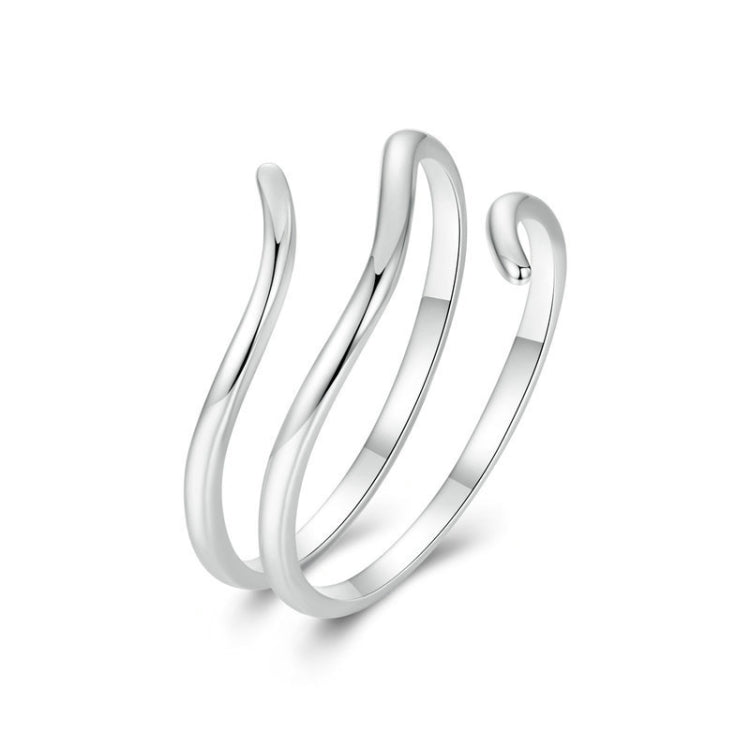 S925 Sterling Silver Platinum-plated Multi-layered Wrap-around Open Ring - SCR1040-E