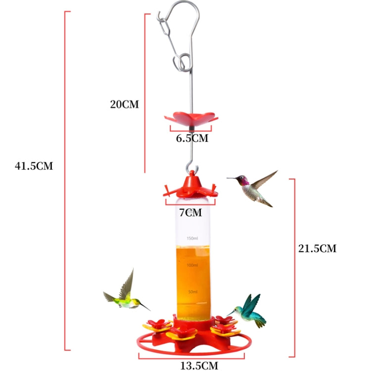 Outdoor Garden Patio Hanging Hummingbird Feeder - Red