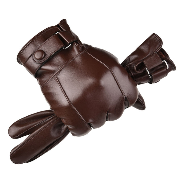 Fall Winter Men Leather Gloves PU Velvet Warm Riding Driving Touchscreen Gloves, Size: Average