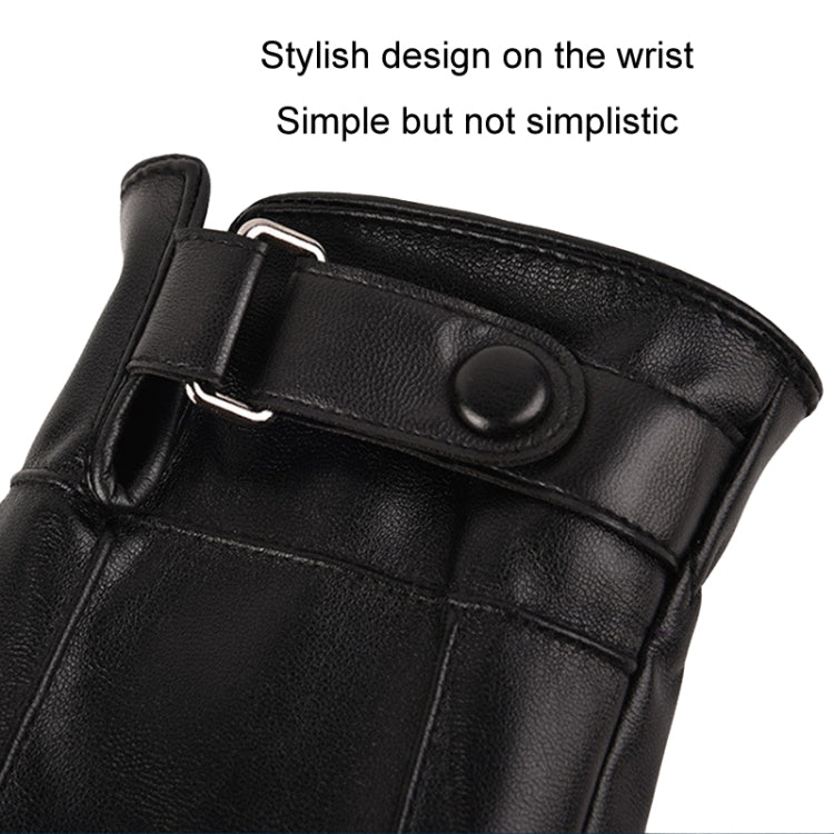 Fall Winter Men Leather Gloves PU Velvet Warm Riding Driving Touchscreen Gloves, Size: Average