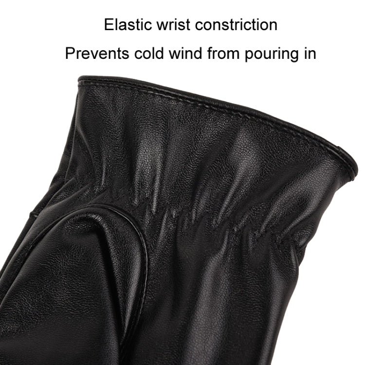 Fall Winter Men Leather Gloves PU Velvet Warm Riding Driving Touchscreen Gloves, Size: Average