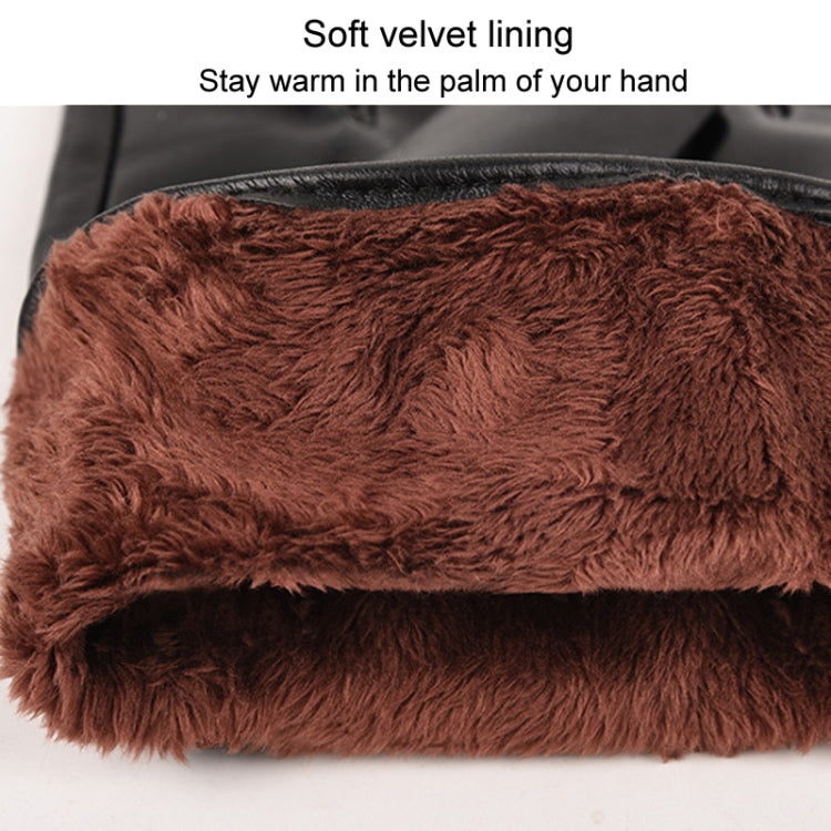 Fall Winter Men Leather Gloves PU Velvet Warm Riding Driving Touchscreen Gloves, Size: Average