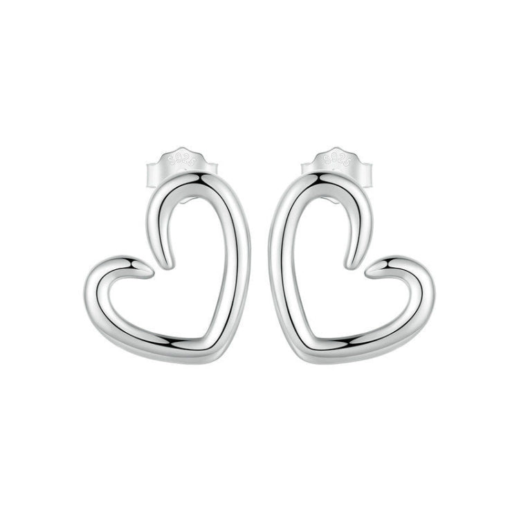 S925 Sterling Silver Oxidized Heart Earrings - SCE1769