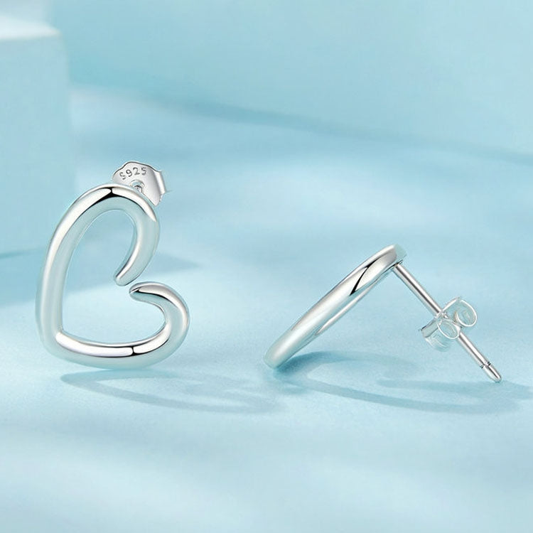 S925 Sterling Silver Oxidized Heart Earrings - SCE1769