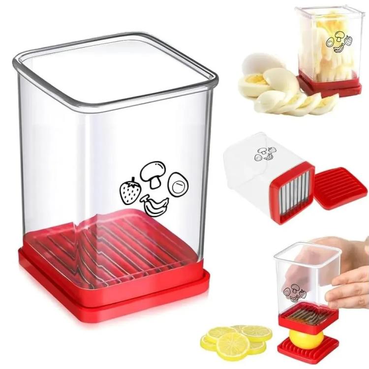 Multifunctional Household Kitchen Fruit And Vegetable Slicer With Push Plate - Red