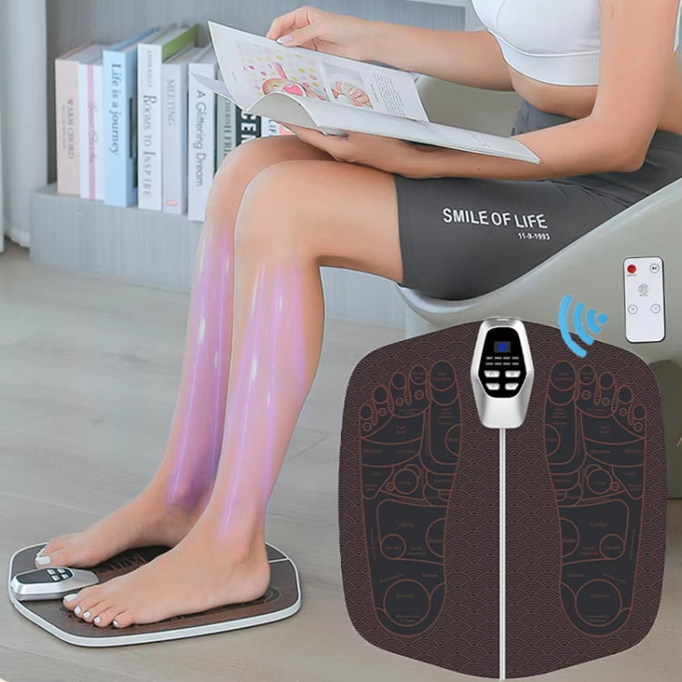 EMS Foot Massager Pad Foldable Pulse Foot Massage Mat Microcurrent Foot Physical Therapy With RC - Coffee