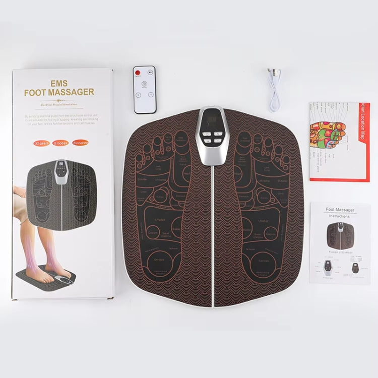 EMS Foot Massager Pad Foldable Pulse Foot Massage Mat Microcurrent Foot Physical Therapy With RC - Coffee